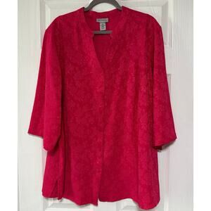 Maggie Barnes For Catherines Women's Pink Floral Textured Top Size 2X